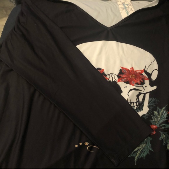 Skull floral long sleeve shirt sz 2X NWT - Picture 4 of 7